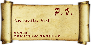 Pavlovits Vid névjegykártya